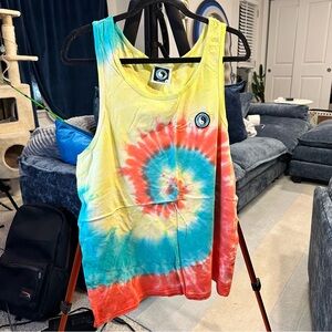 T&C Surf Designs Hawaii Tie Dye Tank Top in Yellow/Red/Green
